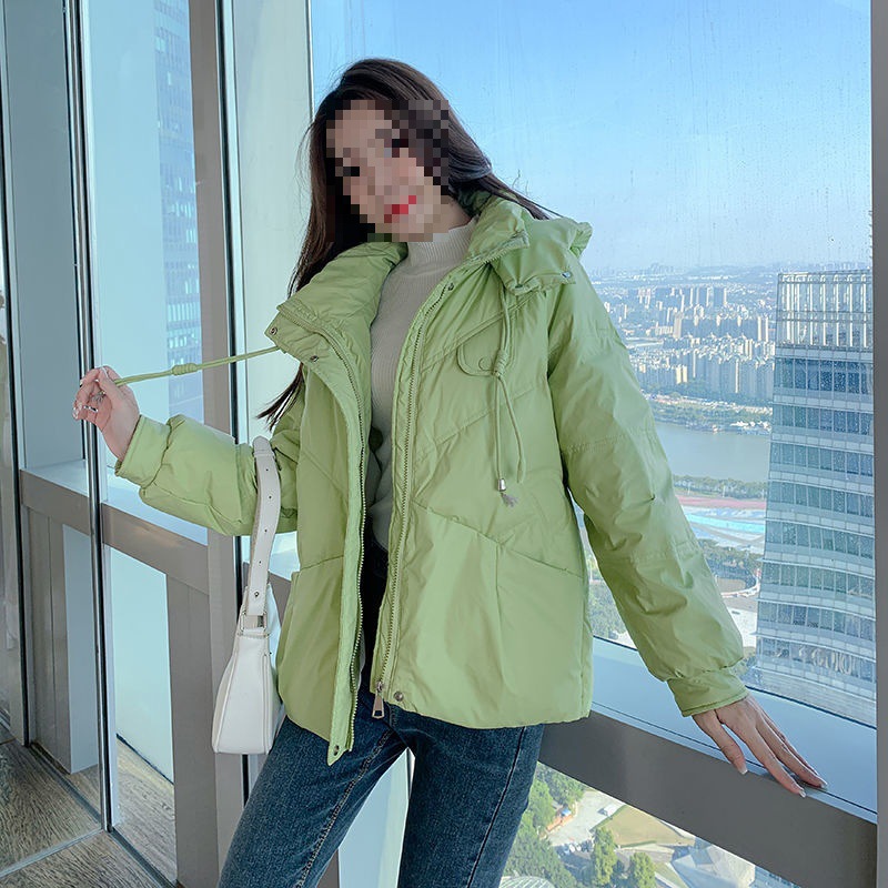 羽绒服女短款连帽年秋冬新款小个子时尚加厚白鸭绒面包服外套