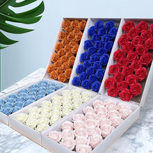廠家批發五層玫瑰永生花盒裝禮盒花束肥皂花裝飾材料多色香皂花頭