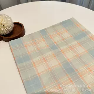 40支纯棉数码印 清新格子拼布  手工发圈连衣裙服装面料