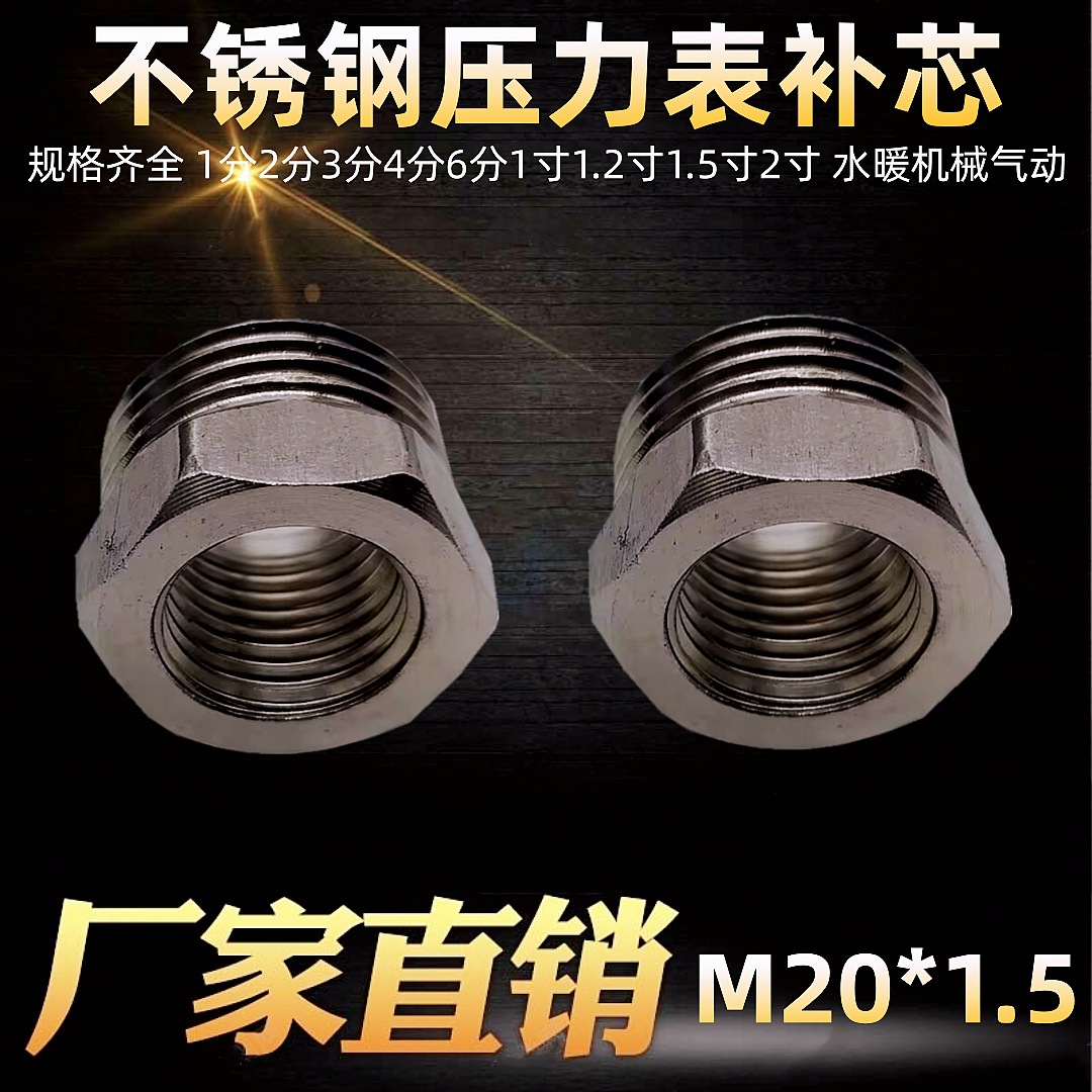 4分15压力表转换头不锈钢压力表补锌变径内外丝 M20*1.5转4分补芯