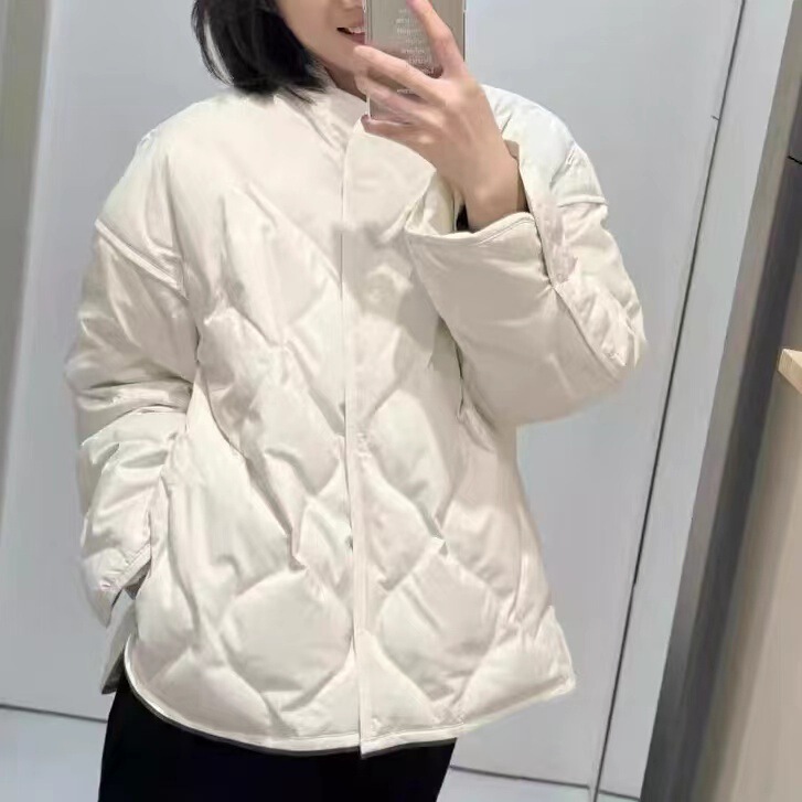 Cs Women's down Jacket Loose Fit Diamond Pattern Quilted Jacket Coat 2025 Autumn 1205863007