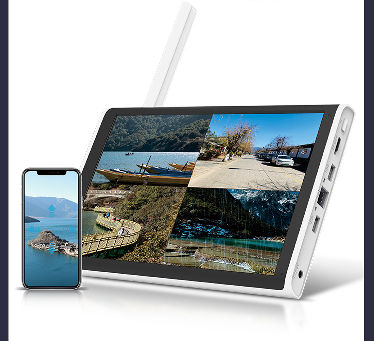 无线带屏监控套装8路高清硬盘录像机免布线摄像头无线WiFi户