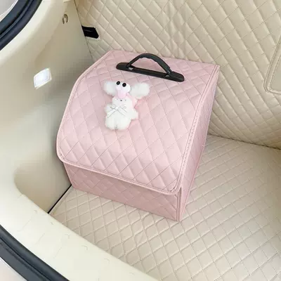 box storage box cute multifunctional | Car storage bag/box - big-eye-plush-rabbit-pink-storage-box-small-size