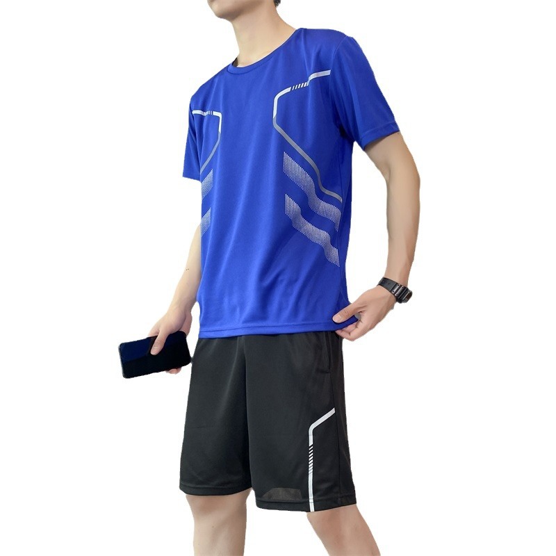 Largo traje de verano para hombres correr camiseta de hielo rápido seco ropa de mangas cortas pantalones cortos entrenamiento de baloncesto
