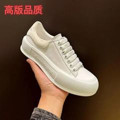 新款高版4代 麦昆帆布小白鞋女厚底内增高运动休闲松糕板鞋情侣男