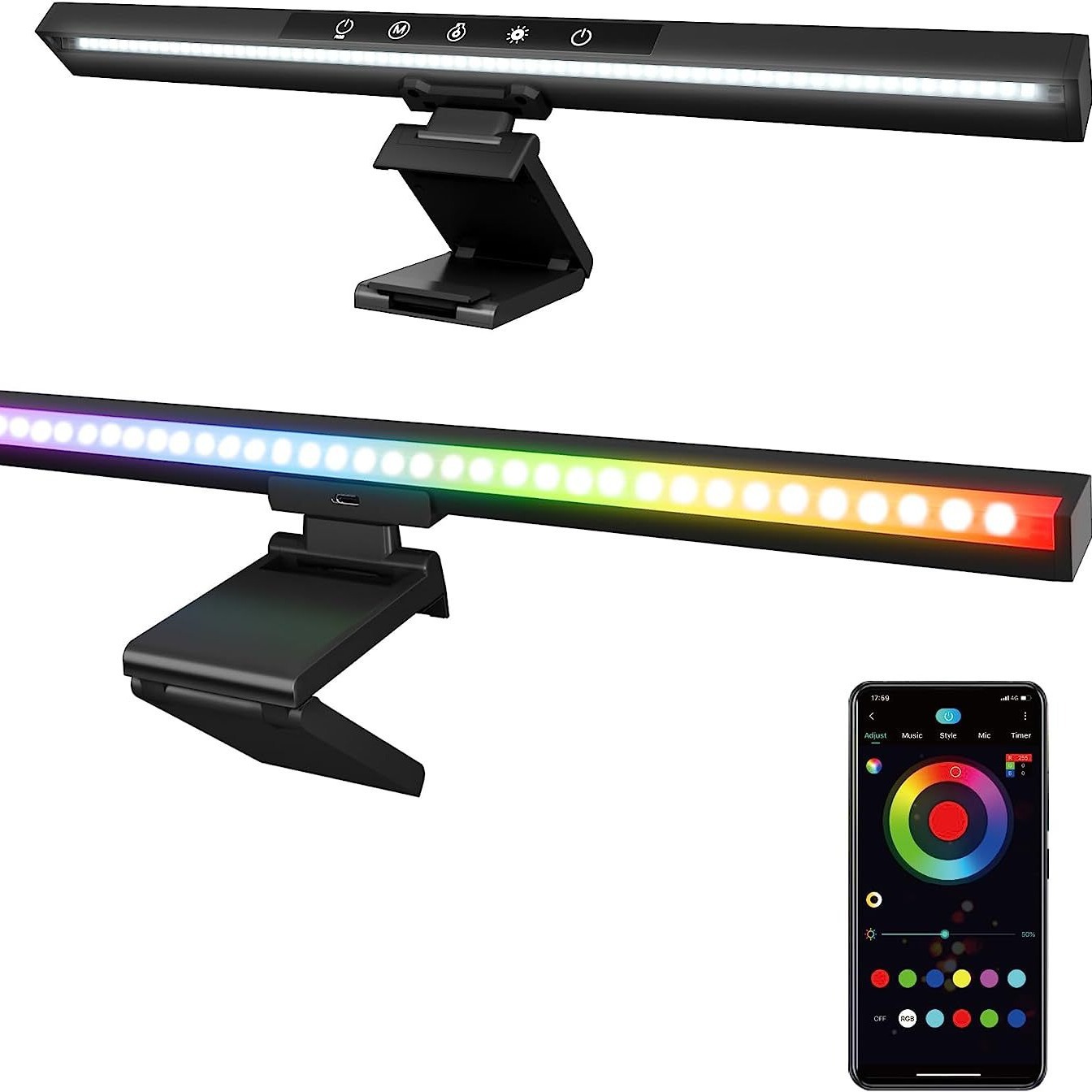 Pantalla de computadora de producto caliente transfronterizo pantalla colgante luz USB lámpara de escritorio Luz de Protección para los ojos RGB color mágico pantalla Bluetooth luz colgante