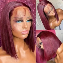 Cross-border adorable bobwigs damas cortos cortos y recto frente encaje fibra química capuchilla rosa pelucas
