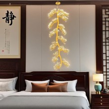 金色发光迎客松壁灯饰 个性家具软装艺术 商业空间墙面装置灯