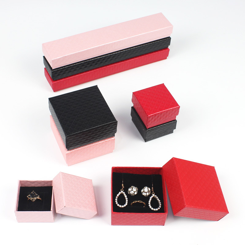 首饰包装盒套装黑色礼品小盒子吊坠手镯项链耳环钉戒指珠宝饰品盒