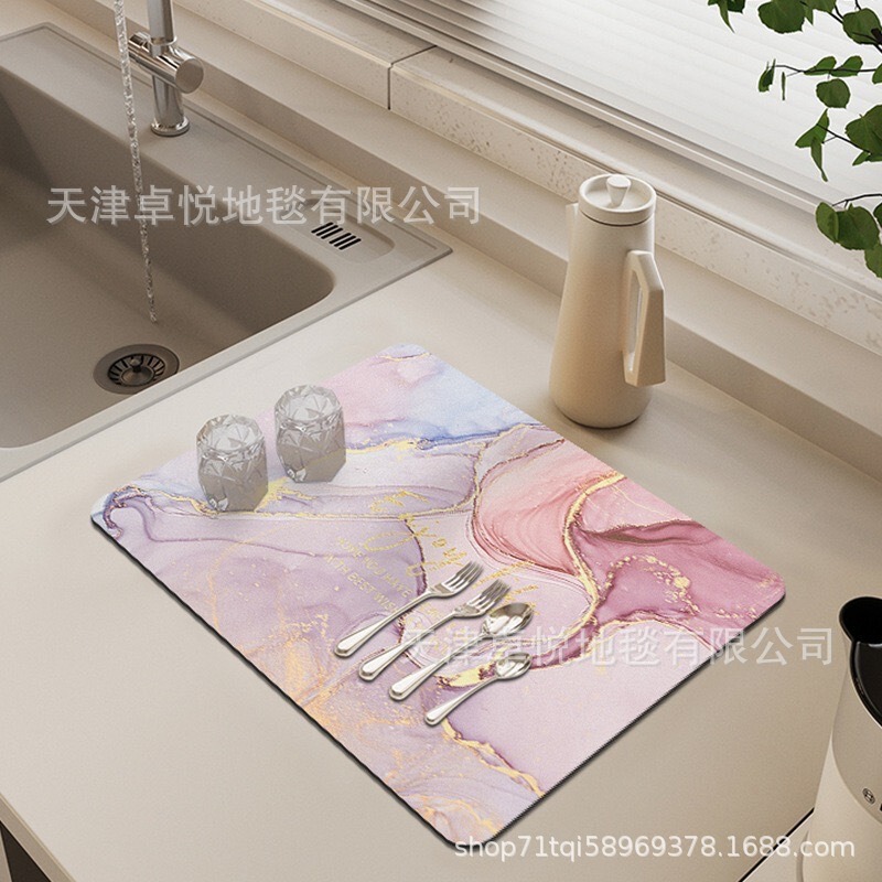 クロスボーダー大理石珪藻泥排水マットキッチンテーブル食器断熱乾燥マットバーアブソーバーマット|undefined