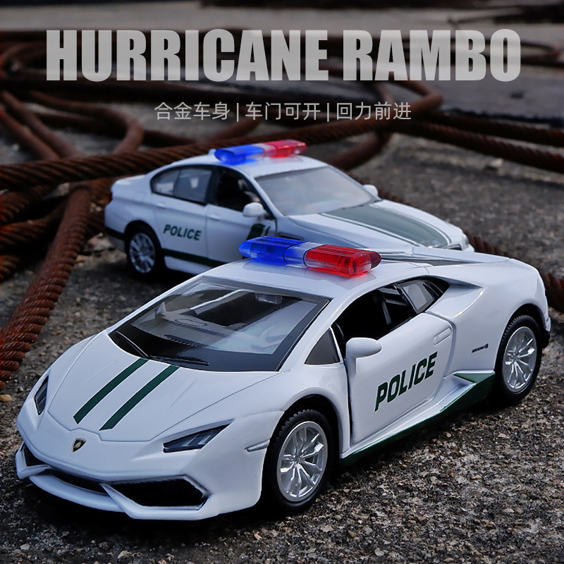 Mako Lado 1:36 Lamborghini Mini Police Car Model, Simulation Alloy Children's Birthday Cake Baking Decor