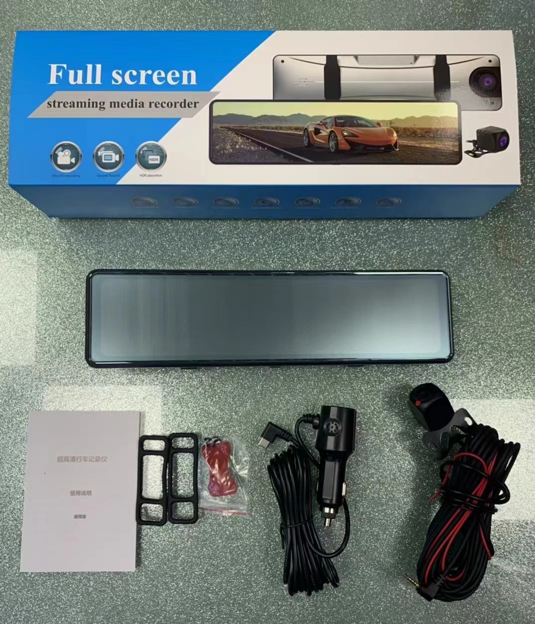 Cross-border 12-inch driving recorder streaming media rearview mirror 4K HD wireless WiFi GPS track before and after double recording