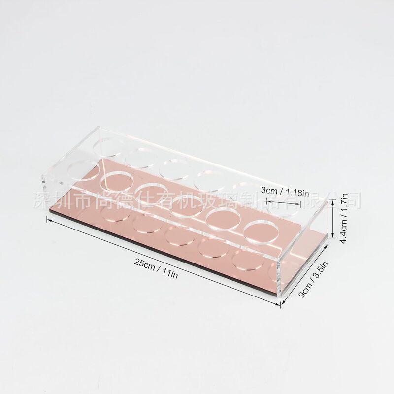 12-hole acrylic essential oil storage rack, lipstick perfume nail polish desktop display stand rose gold base plate atmosphere 12-hole acrylic essential oil storage rack, lipstick perfume nail polish desktop display stand rose gold base plate atmosphere