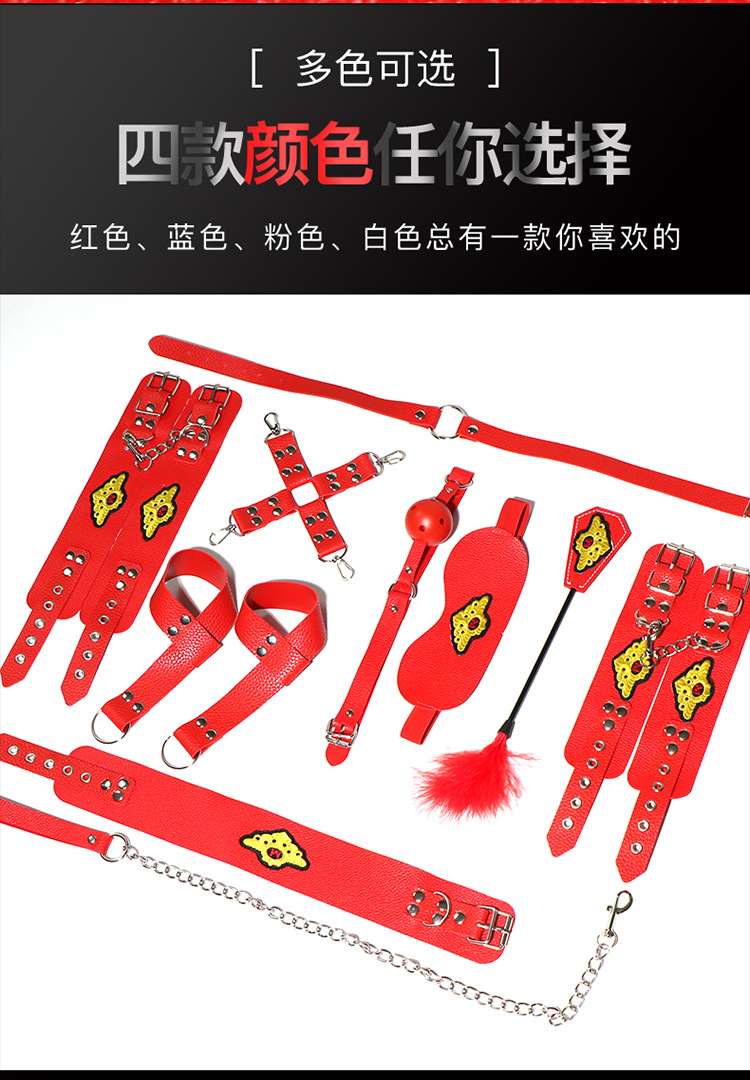 SM Flight Attendant Ten-Piece Leather Bondage Set, Black, Adult Couples Accessory Kit — detail image 25