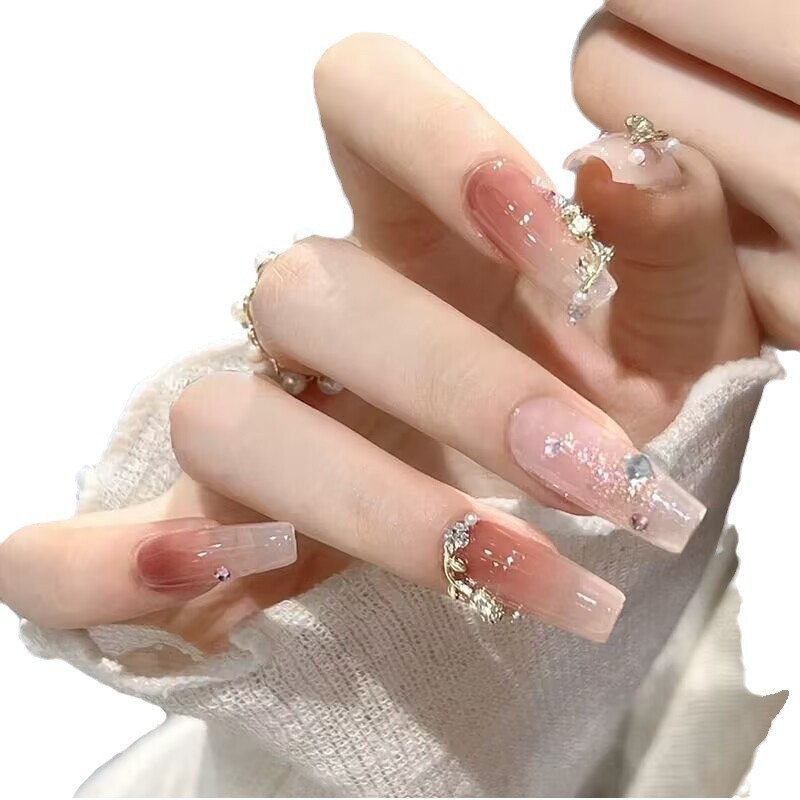 Uñas Postizas Otoño-Invierno, Nuevas Parches de Uñas Artísticas, Uñas Postizas Estilo Xiaohongshu, Venta al por Mayor, Producto Terminado Brillante y Removible