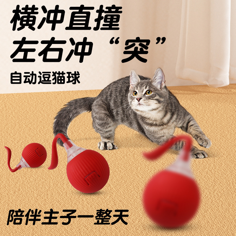 インテリジェントなインタラクティブな猫用ボール、ペット用の自己楽しみアーティファクト、重力ローリングボール、猫のおもちゃ、噛みつき防止、退屈解消猫用スティック|undefined