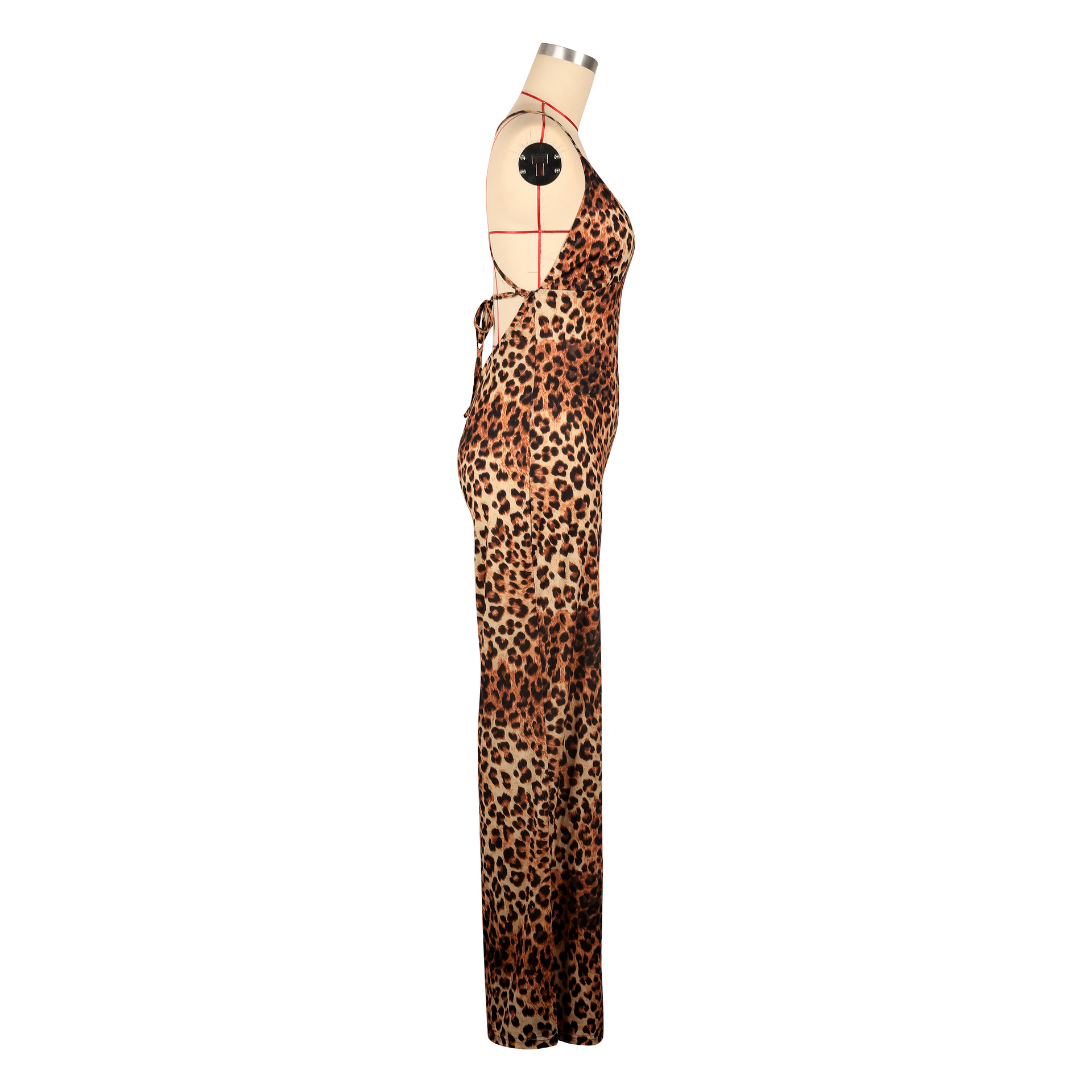 Women Clothing Leopard Print Jumpsuit Sling Micro Pull Sleeveless Jumpsuit Summer