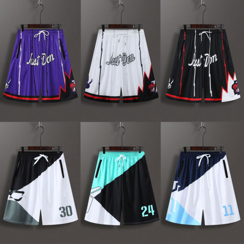 Men's Basketball Pants, American Style, Knee-Length, 5-Fraction, Beach, Running, Fitness Training, Medium Pants, Short Shorts for Women, Summer, Loose, Sports, Quick-Drying