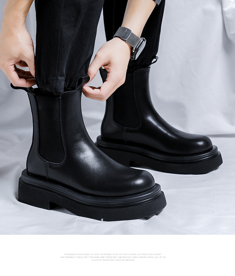English style autumn and winter plush new mid cut boots, handsome motorcycle Martin boots 5015-R_voghion.com