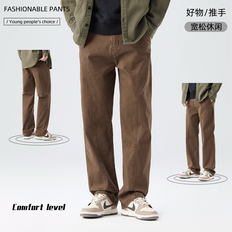 Factory direct American cotton overalls 2024 autumn new tough straight pants students comfortable wear handsome