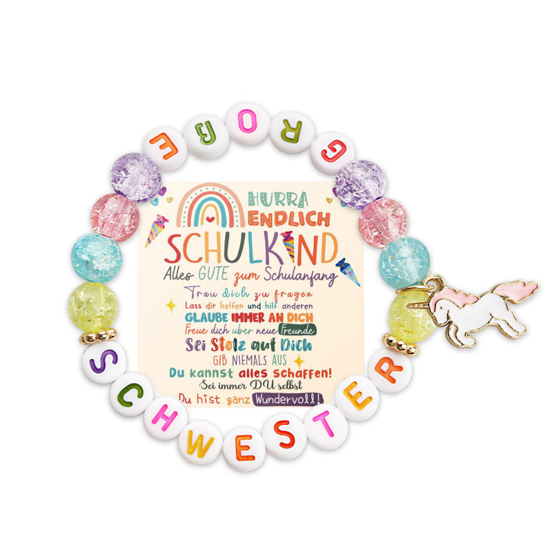 Unicorn Bracelet Back-To-School Season Pop-Up Bead Angel Alloy Pendant Bracelet Children's Unicorn English Letter Bracelet Unicorn Bracelet Back-To-School Season Pop-Up Bead Angel Alloy Pendant Bracelet Children's Unicorn English Letter Bracelet