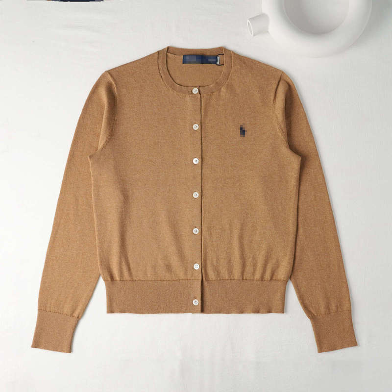 RL Ralph Lauren classic embroidered pony women's round-neck knitted cardigan slim-fit single-breasted jacket RL Ralph Lauren classic embroidered pony women's round-neck knitted cardigan slim-fit single-breasted jacket