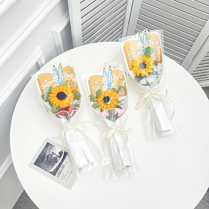 教师节礼物香皂花花束手工太阳花向日葵花束成品单支批发文具跨境|undefined