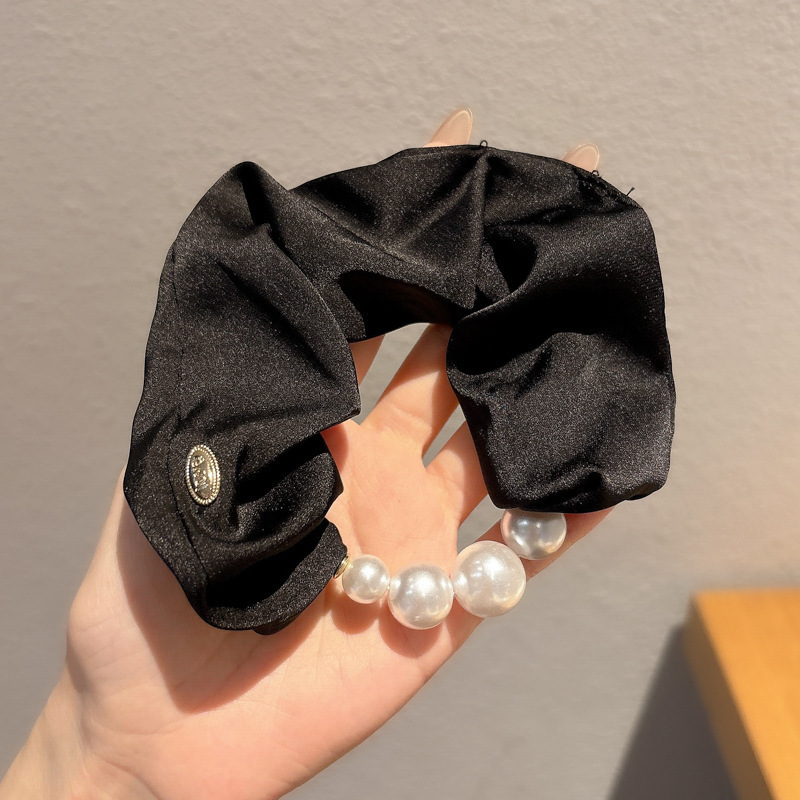 Satín coreano anillo de cabello de intestino grande mujer de moda cuerda de cabeza de alta calidad temperamento flor de cabello bola de cabello toque de cabeza