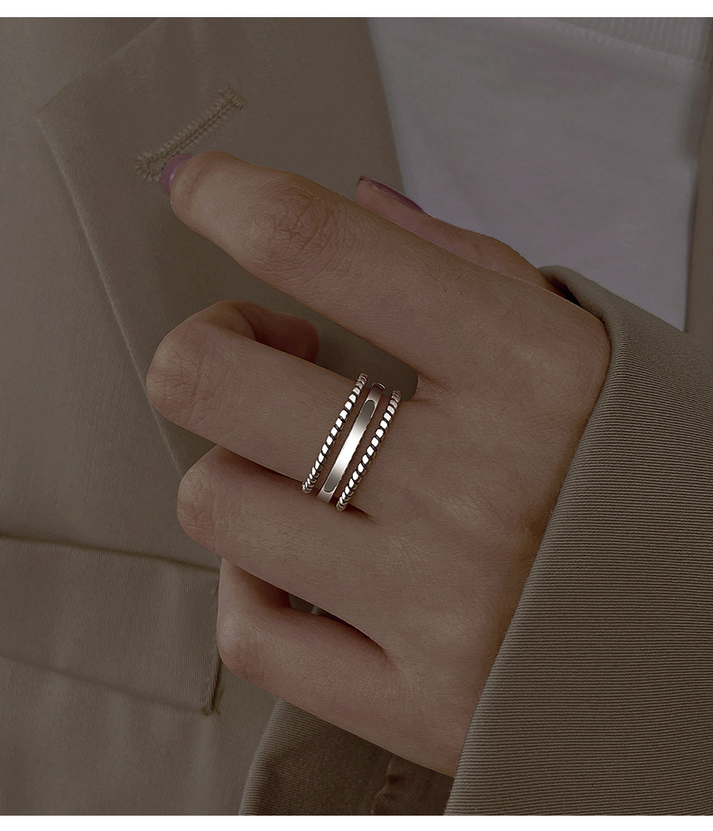 Minimalistisk tre-lags sunrise ring til damer åben model_voghion.com