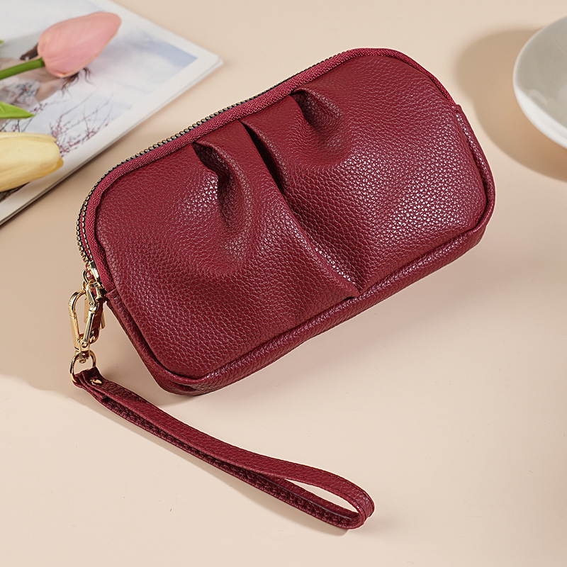 Nuevo mini bolso de mano de cuero PU para mujeres bolso de cuello de madre de doble capa de gran capacidad temperamento bolso de mujer bolso de teléfono móvil