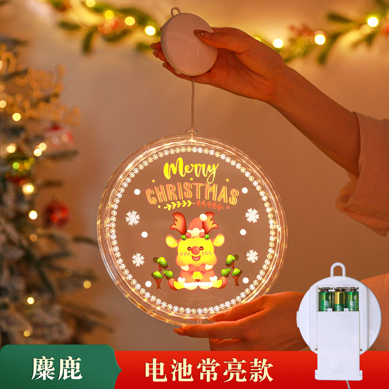 Navidad LED decoración luminosa puerta colgante árbol de Navidad ventana del centro comercial luces de atmósfera pintadas ventanas redondas colgantes