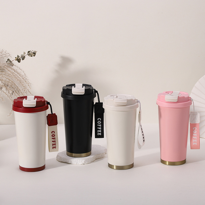 Lily of the Valley Coffee Cup 316 Stainless Steel Insulated Tumbler New Model Ceramic Inner Liner High-End Dual-Use Water Cup with Straw