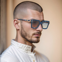 2025新款时尚方框太阳镜男士高级感欧美INS风墨镜男外贸批发shads