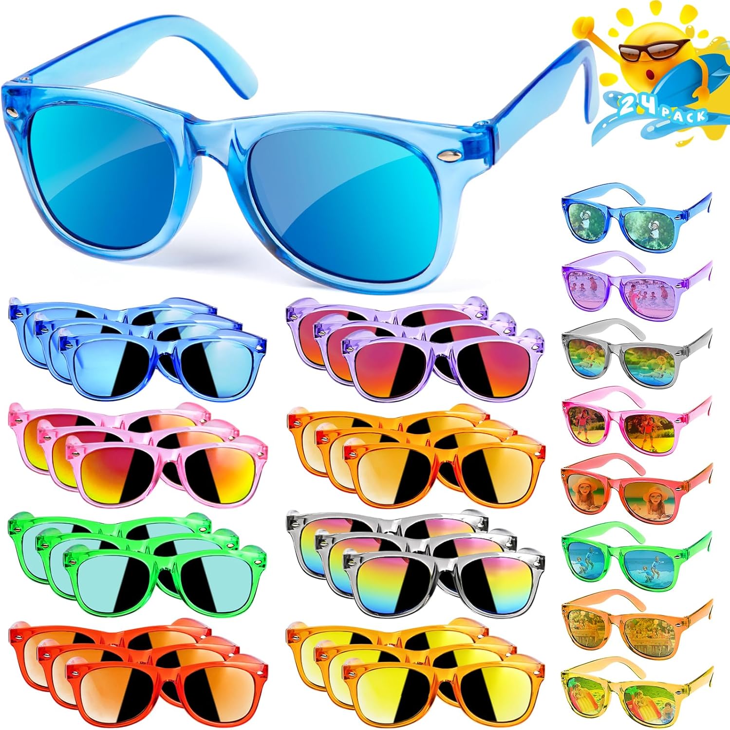 Children's Neon Sunglasses Bulk Party Favors Uv Protection Boys Girls Glasses Suitable for Kids Sunglasses