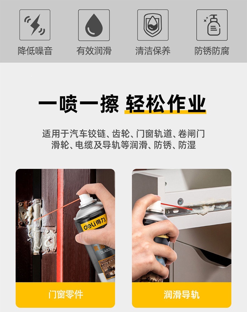 Suitable for Deli liquid grease spray, specialized lubricant for door locks, mechanical car door and window hinges, and noise-reducing lubricant