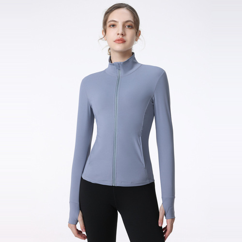 New autumn and winter stand-up collar sports coat for women, quick-drying yoga tops, running professional fitness clothes, tight long sleeves