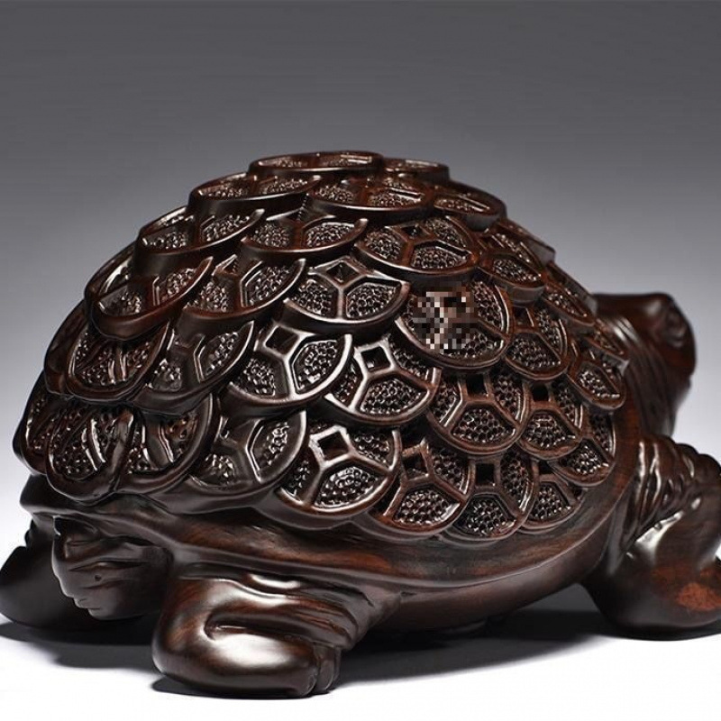 黒檀彫刻金亀装飾品無垢材亀ホーム風水リビングルームオフィス装飾デスクトップ小さな装飾品|undefined