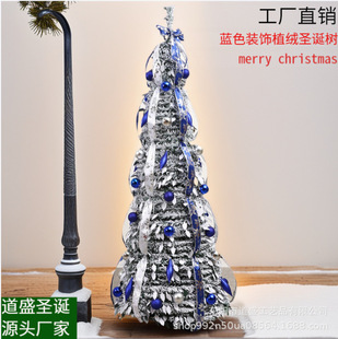 Cross-Border Hot Selling Folding Decorative Christmas Tree Home Creative Blue and White Hanging Christmas Decoration