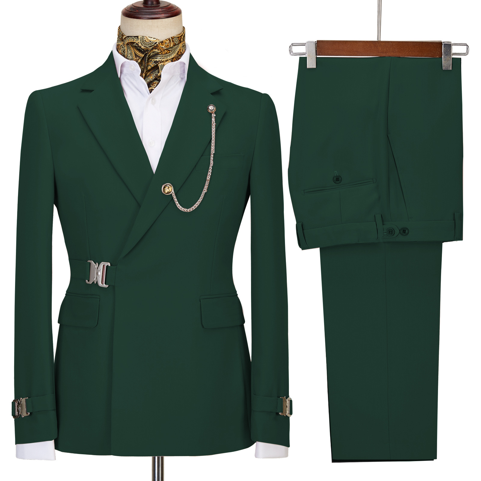 Traje Formal Elegante para Hombre Set de 2 Piezas de Sarga de Poliéster y Viscosa, Botones Metálicos image 14