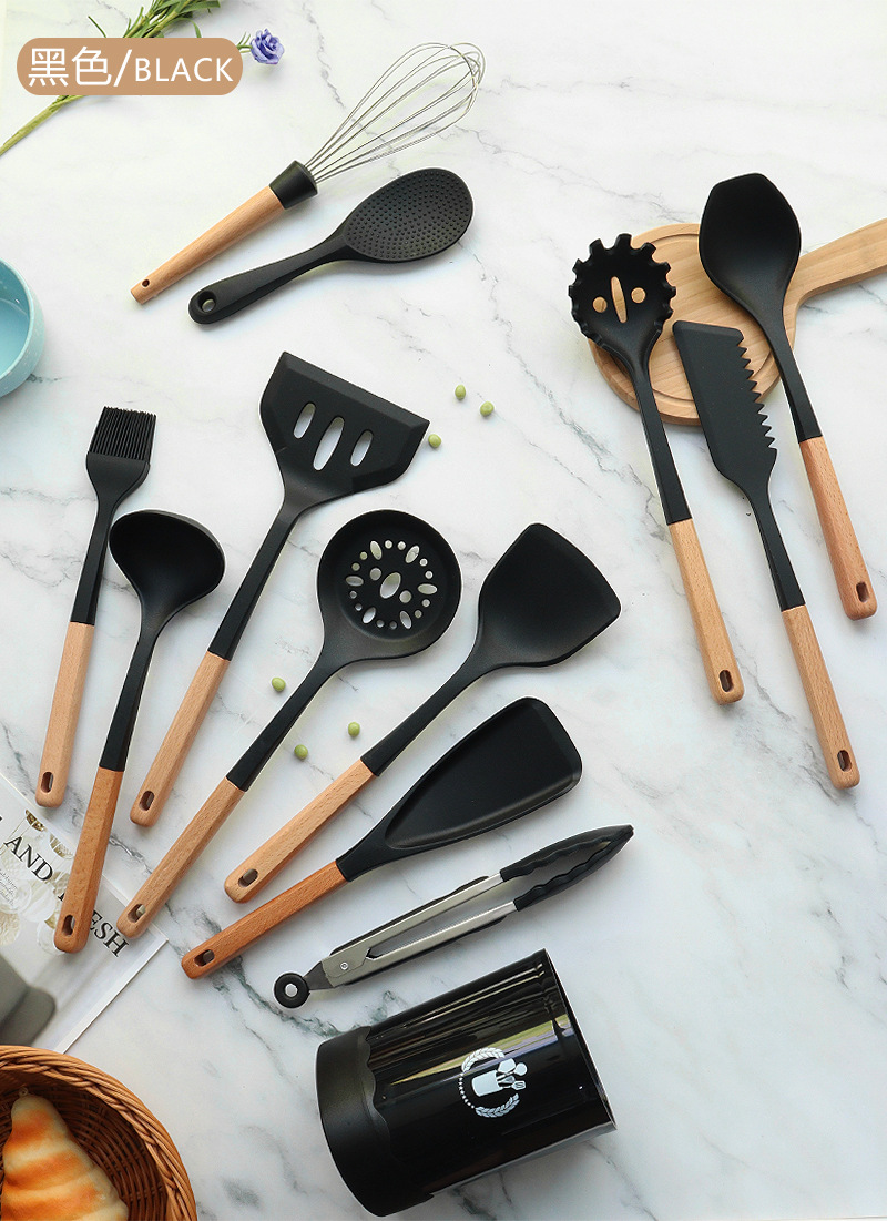 Silikon spatula ve kaşık 13 parçalı set yapışmaz silikon spatula süt beyazı gıda sınıfı silikon mutfak eşyaları seti satışa hazır