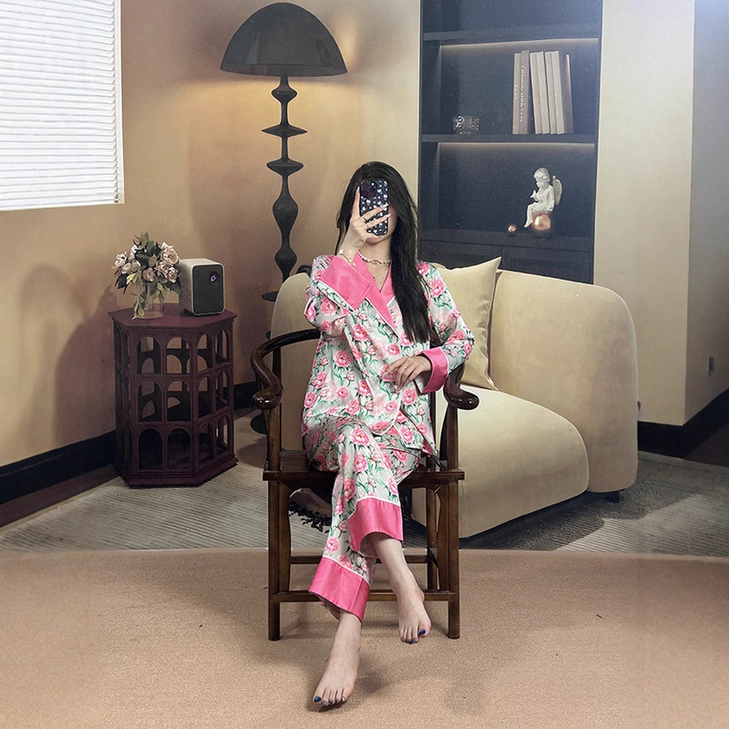 春夏粉色薄款休闲女睡衣套装舒适清凉气质居家服洋气两件套高级感|undefined