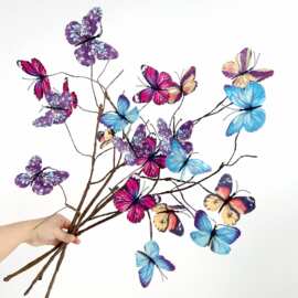 假花装饰仿真枯枝蝴蝶花干枝插花创意橱窗摆设家居花艺摄影道具花