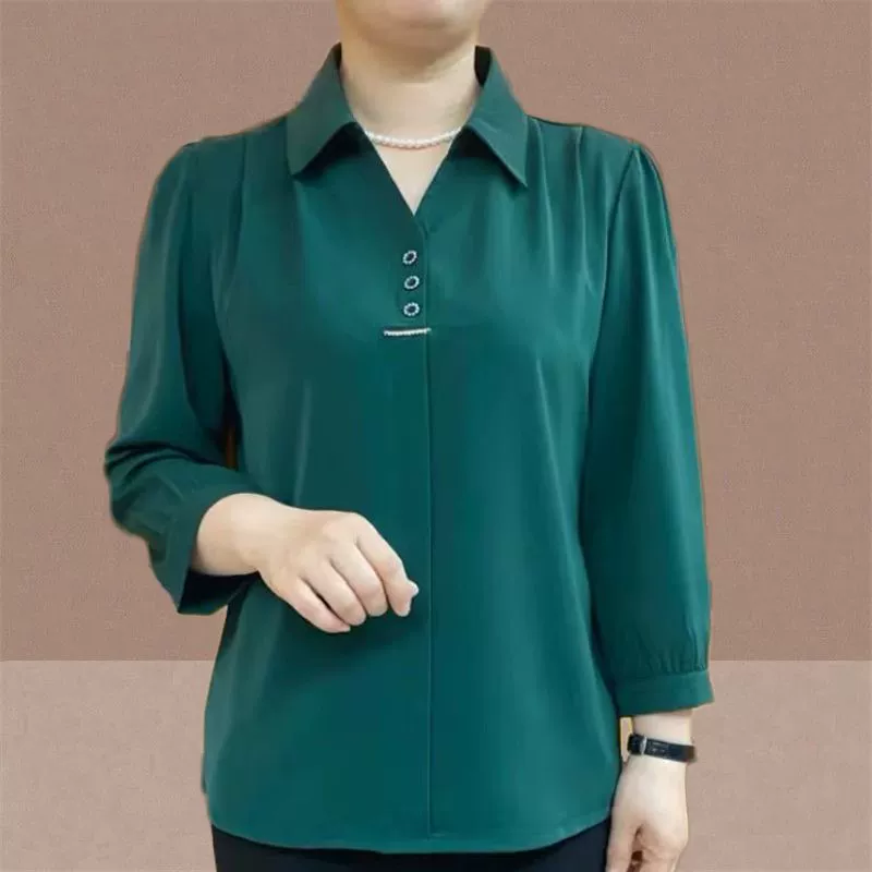 День матери, мама, летняя модная шифоновая рубашка, закрывающая живот, новинка 2023 года, женская футболка для женщин среднего и пожилого возраста, свободный топ