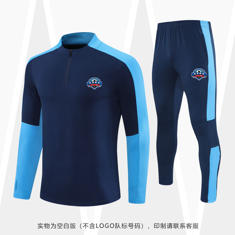 Otoño y invierno media cremallera chaqueta de entrenamiento de fútbol conjunto de ropa de juego de manga larga de punto personalizada ropa deportiva