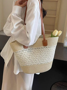Summer beach straw shoulder bag, fashionable one-shoulder bag, beach style, city style