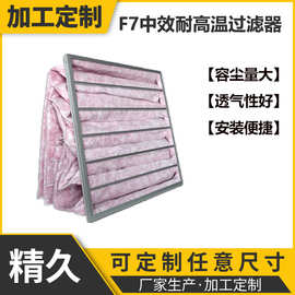 F7中效耐高温袋式过滤器中央空调滤网 铝框玻璃纤维F7袋式过滤器
