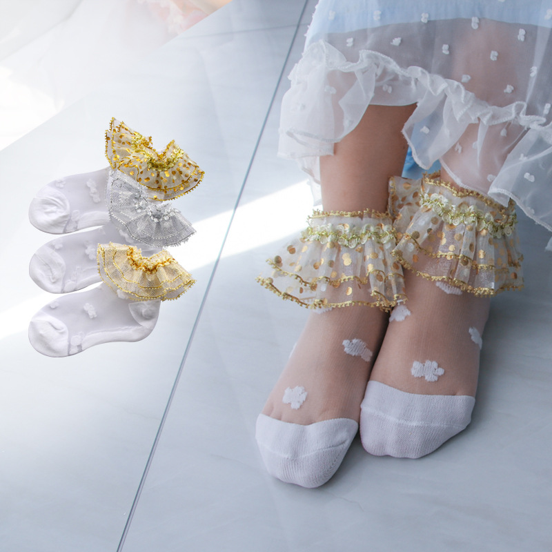 Children's short socks in summer new style crystal baby socks