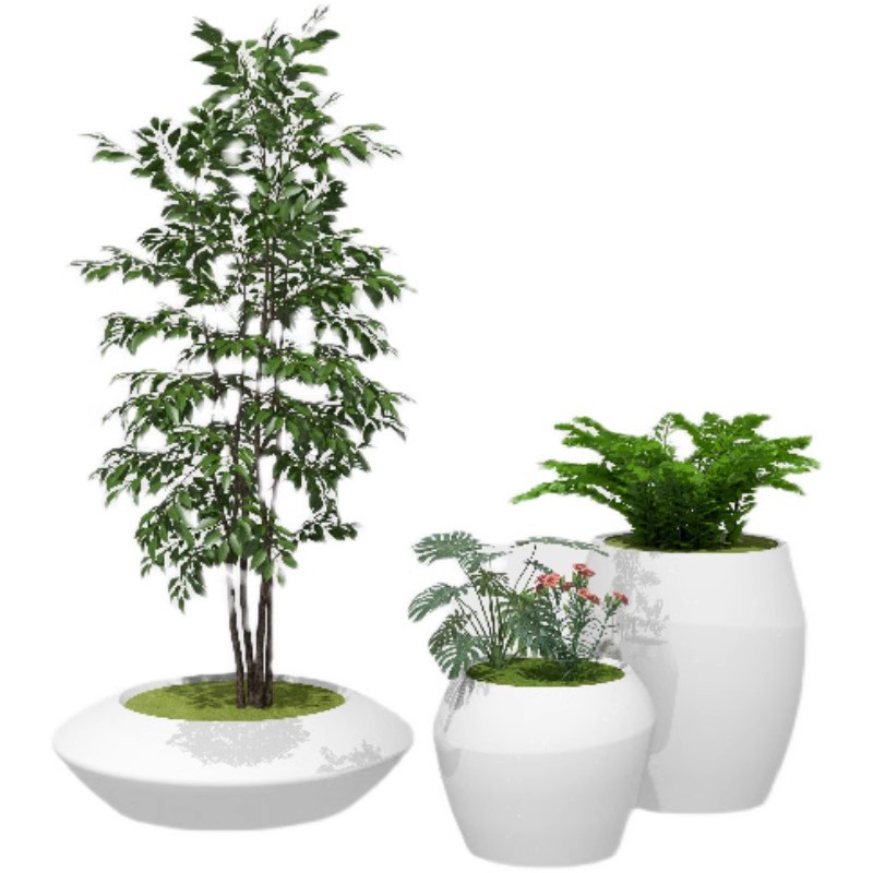 simple fibra de vidrio gran combinación de vasijas de flores creativas de moda vasijas de flores de ocio cuadrado al aire libre vasijas de árboles caja piscina de flores