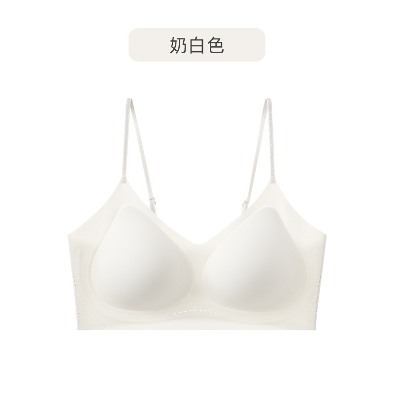 夏薄型フラッシュダイヤモンドスパゲッティストラップ 10A 抗菌ソフトサポート美しいバックブラジャーリキッドファンデーション目に見えないシームレスな下着女性用|undefined