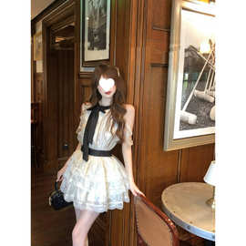 天鹅之梦12m大裙摆复古盛宴连衣裙甜美系带蕾丝娃娃裙